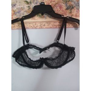 Black Lace Demi Sheer Bra - Unbranded